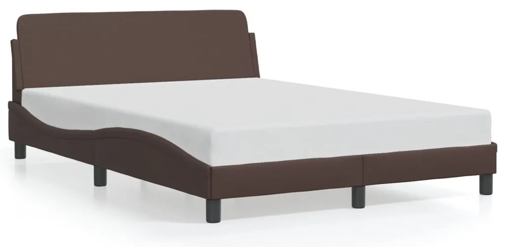 vidaXL Cadru de pat cu tăblie, maro, 120x200 cm, piele ecologică