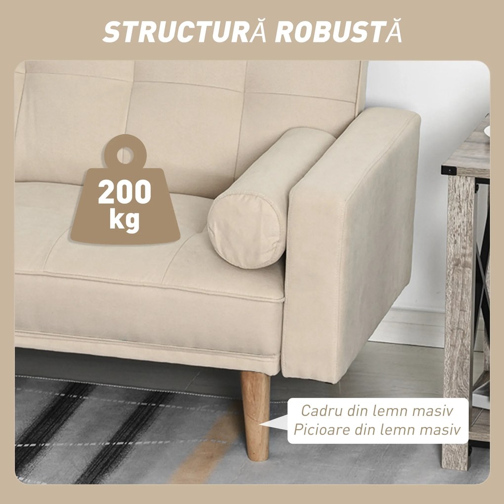 HOMCOM 2-in-1 canapea extensibila 3 locuri, 186 x 84 x 85cm | Aosom Romania