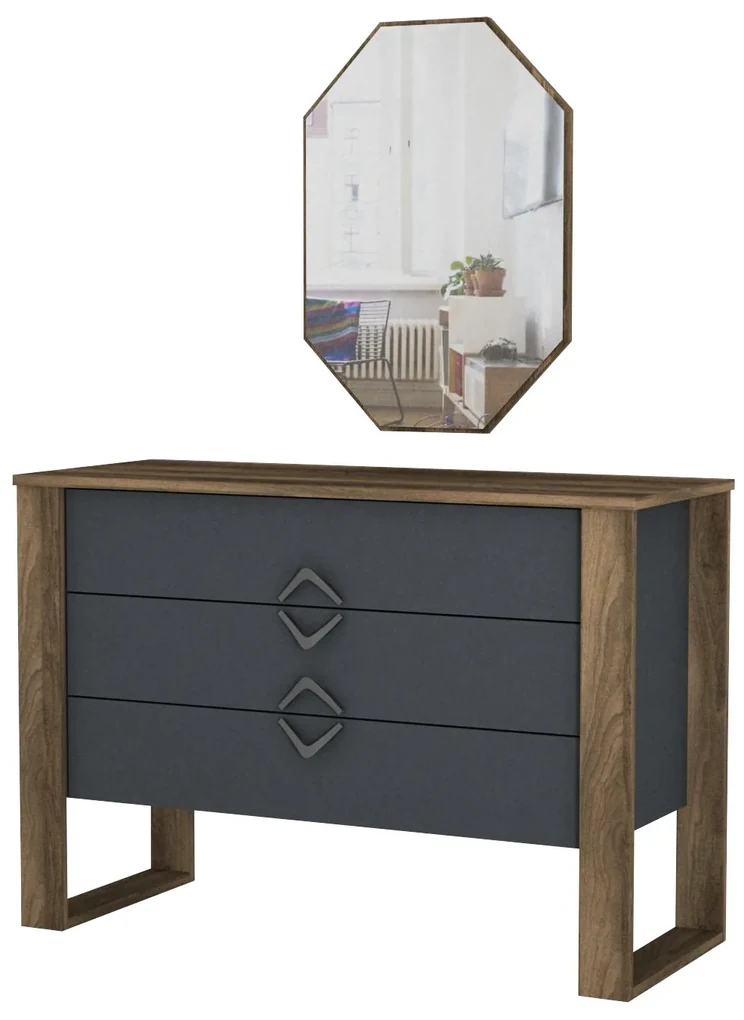 Cabinet Bumerang Aynali - Walnut, Anthracite
