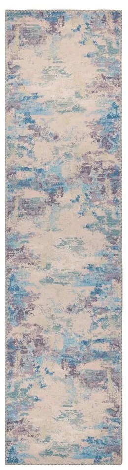 Covor tip traversă albastru/mov lavabil din amestec de fibre reciclate 60x230 cm Reid – Flair Rugs