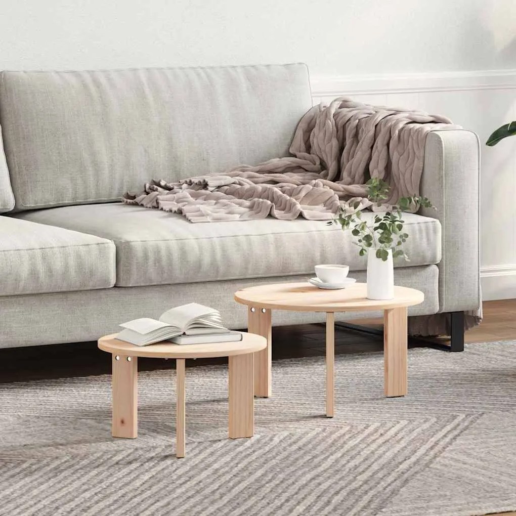 vidaXL Set de măsuțe de cafea 2 pcs natural 47.5 x 47.5 x 27 cm