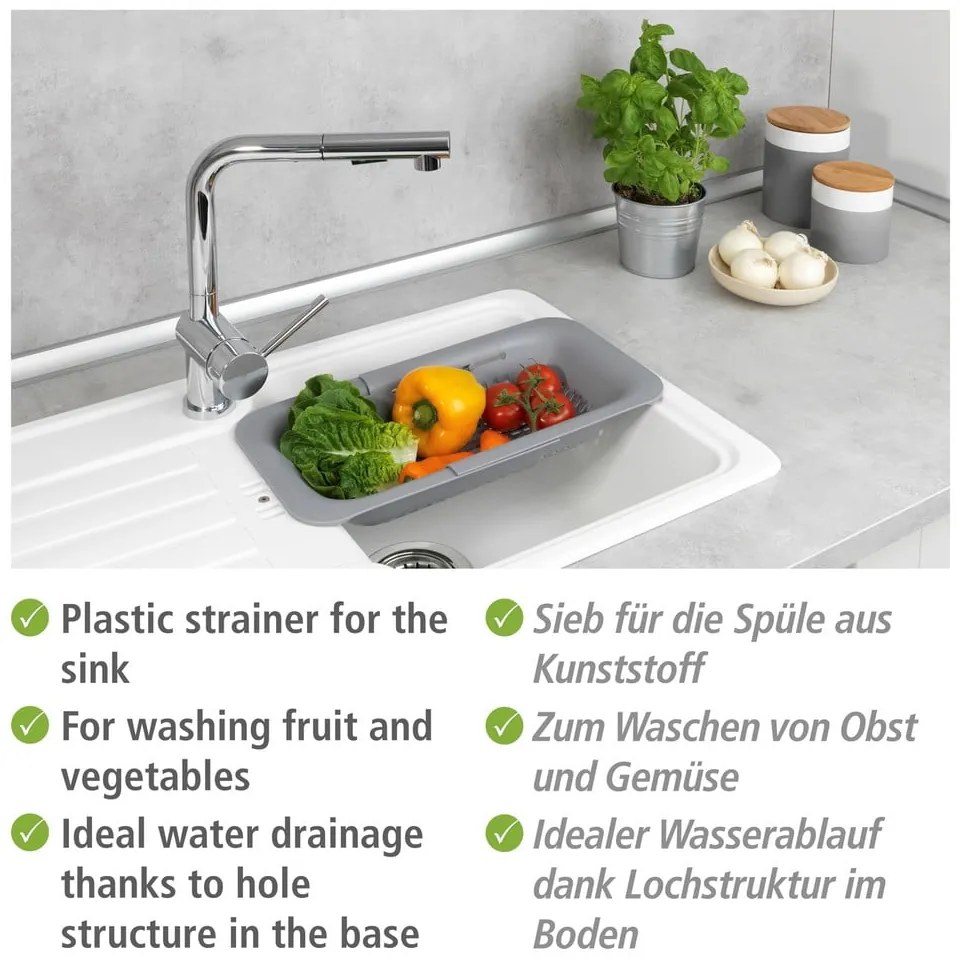 Scurgător telescopic pentru chiuvetă din plastic Sieve – Wenko