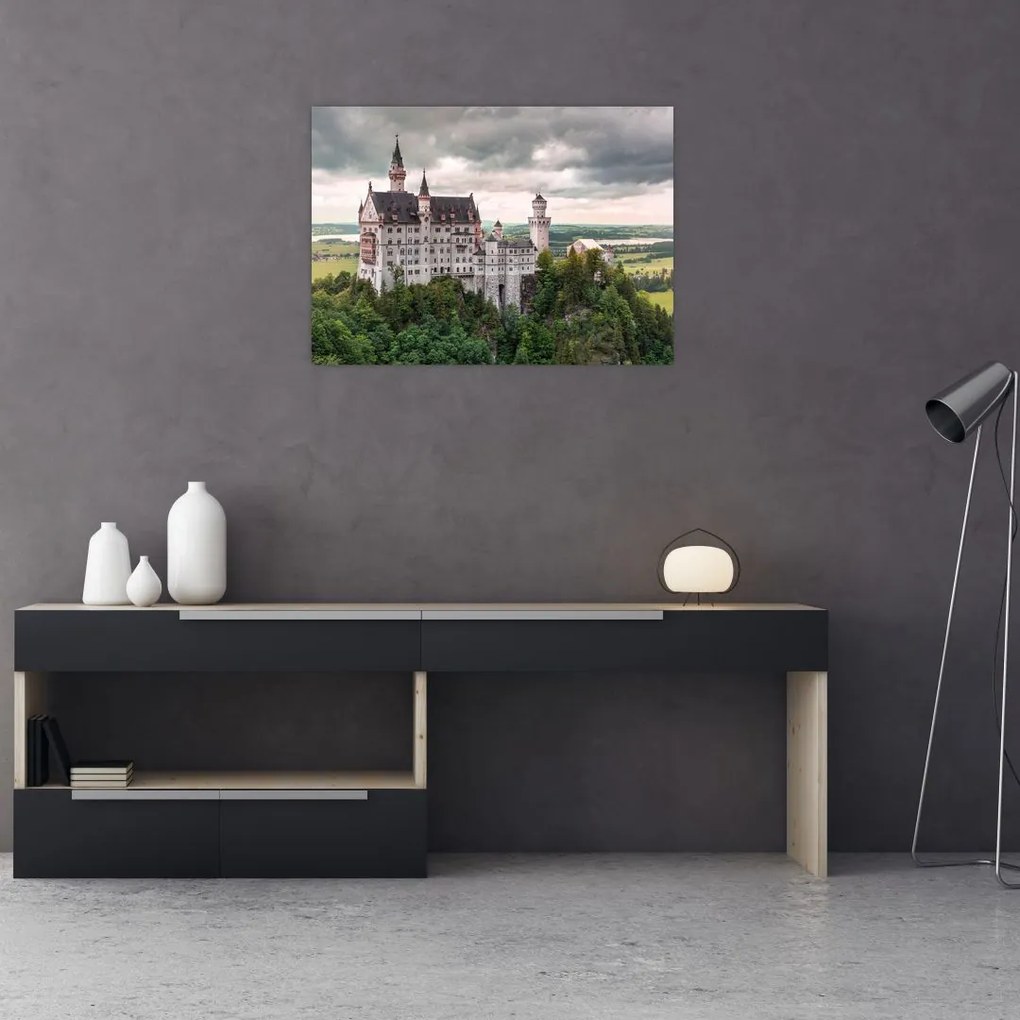 Tablou pe sticlă - Castelul pe stânci (70x50 cm)