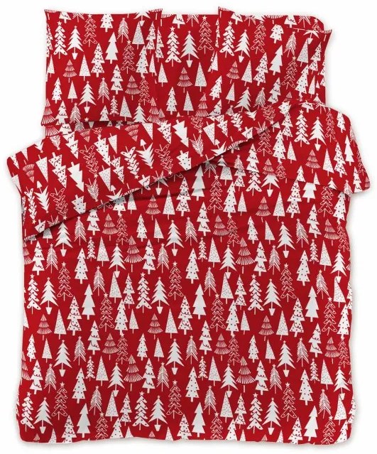 Lenjerie de pat din bumbac CHRISTMAS TREES rosu Dimensiune lenjerie de pat: 70 x 90 cm | 140 x 200 cm