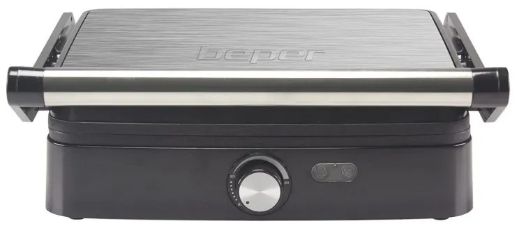 Gratar multifunctional Beper P101TOS502, 1800W, Termostat, Deschidere la 180 de grade, Acoperire antiaderenta, Otel inoxidabil