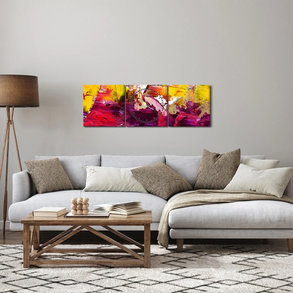 Tablou cu abstracție - pictura (cu ceas) (90x30 cm)
