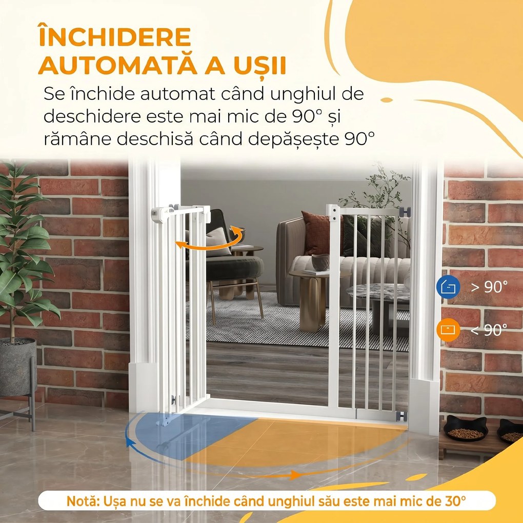 PawHut Poartă pentru Câini Lățime Reglabilă 74-148 cm, Albă | Aosom Romania