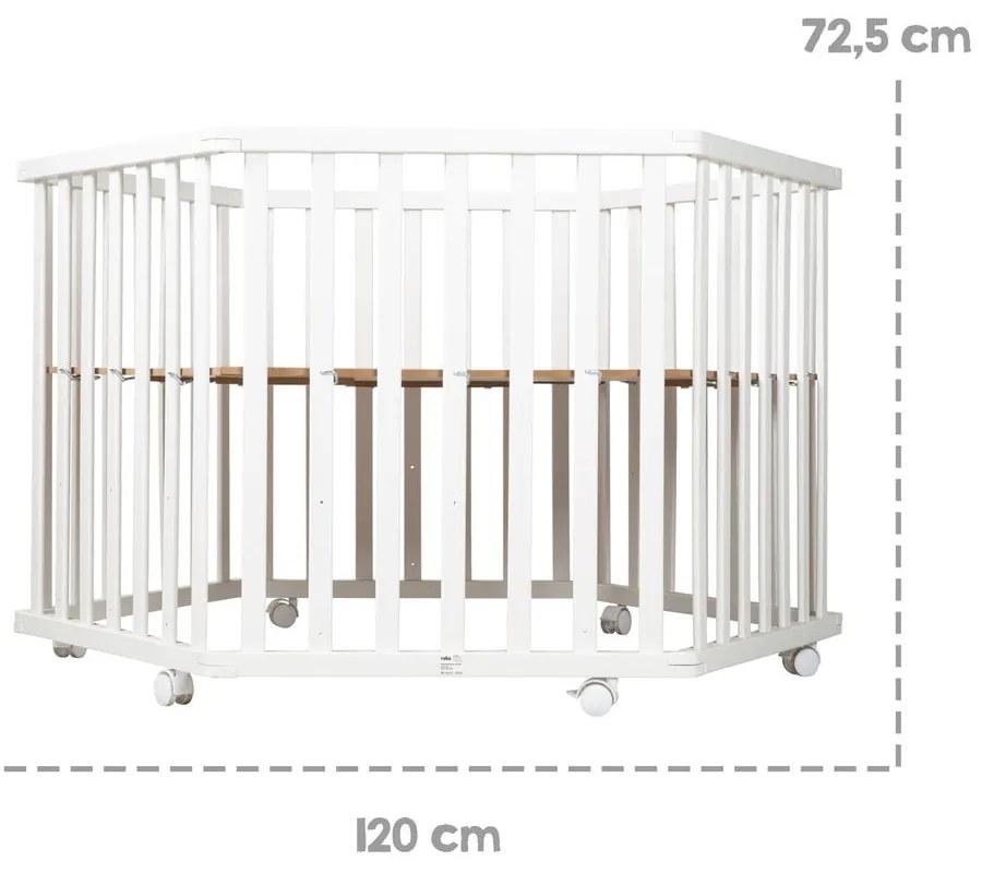 Țarc pentru copii alb cu înălțime reglabilă/cu roți – Roba