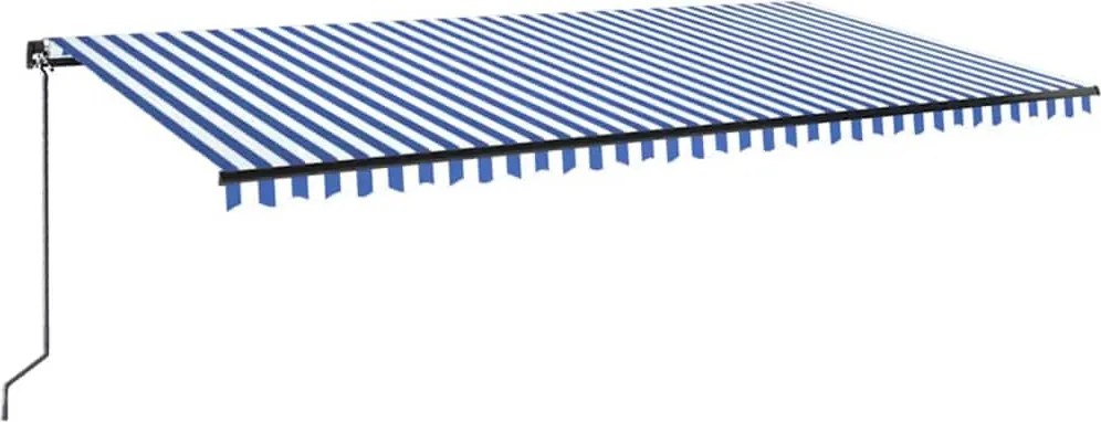 vidaXL Copertină retractabilă manual cu LED albastru și alb 600x300 cm