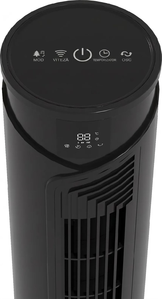 HOMCOM Ventilator Oscilant de Turn, 3 Viteze, Telecomandă, Temporizator, Mod Repaus, Ideal pentru Acasă | Aosom Romania