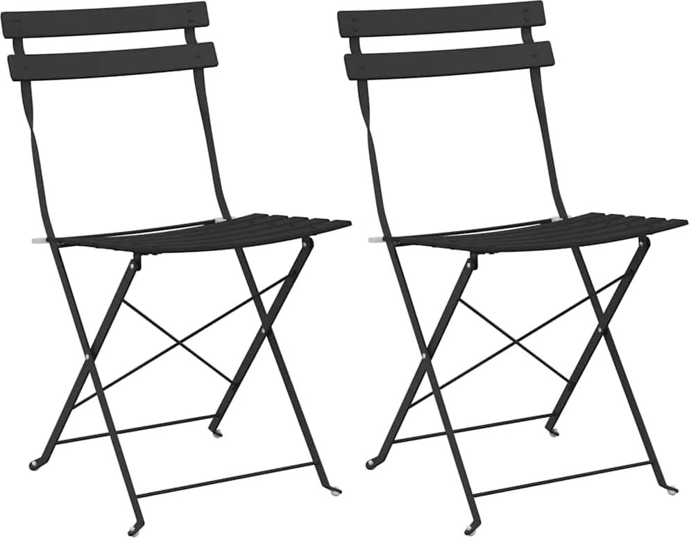 vidaXL Scaun pliabil pentru grădină 2 pcs Antracit 42 x 46 x 82cm