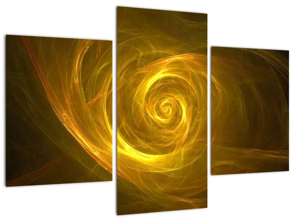 Tabloul cu spirala abstractă în galben (90x60 cm)
