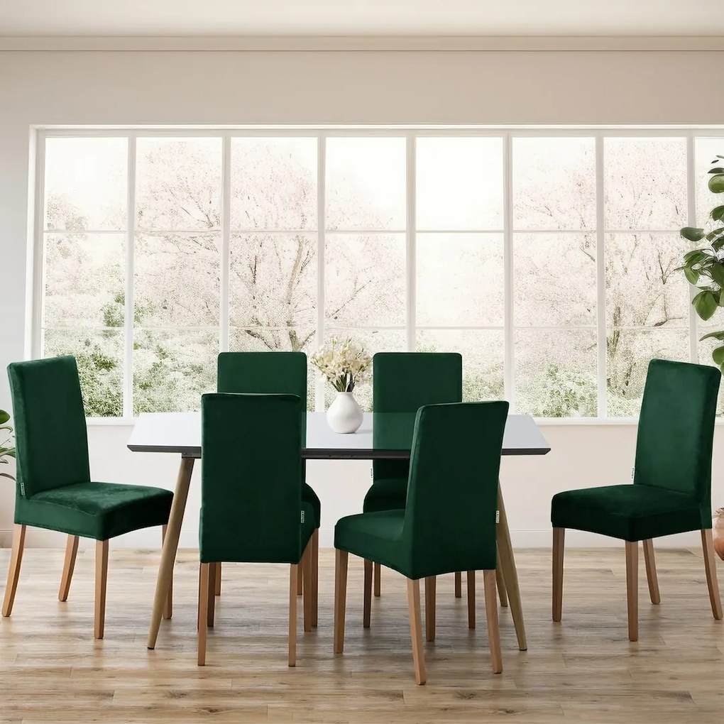 Restilo Husă pentru scaun Sento verde închis, 48 x48 x 58 + 10 cm, set de 6 bucăți