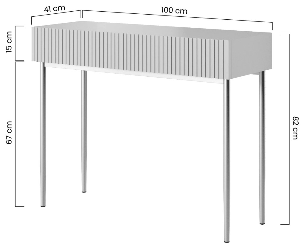 Măsuță de toaletă modernă Nicole 100 cm - negru mat / picioare negre