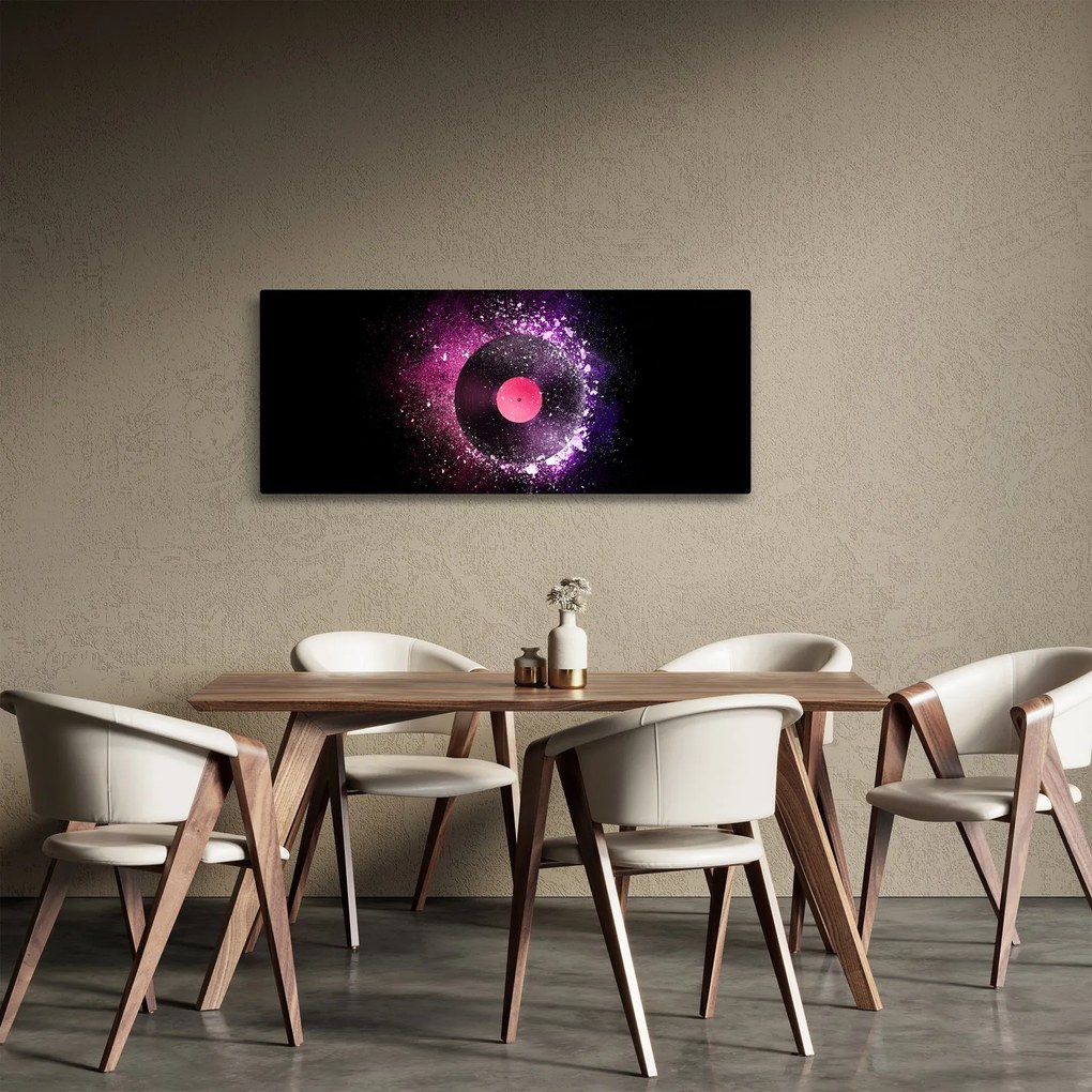 Tablou - Disc de vinil roz-violet (120x50 cm)