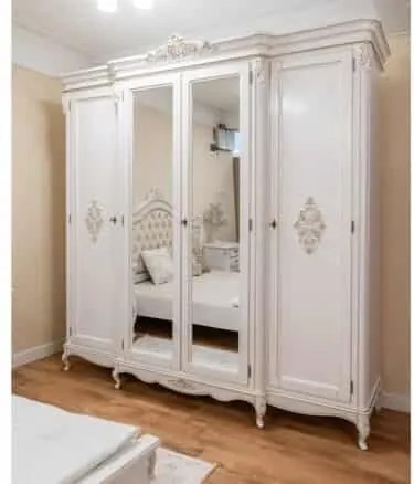 Dulap lemn masiv 4 usi Isabel, 235 × 68 × 237 cm