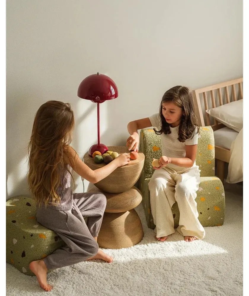 Fotoliu de copii verde cu tapițerie din țesătură bouclé/cu tapițerie din chenille Terrazzo Cloud – Wigiwama