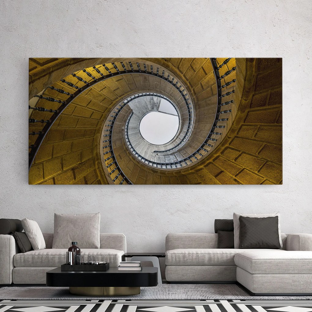 Tablou Canvas, 40x80cm, Dormitor si Living, Abstracte, Iluzii optice, Triple Staircase