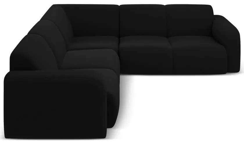 Colțar negru cu tapițerie din țesătură bouclé (cu colț variabil/în formă de ”L”) Molino – Micadoni Home