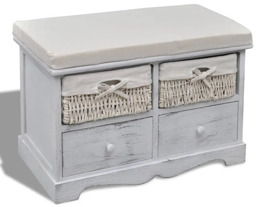 240790 vidaXL Bancă de depozitare, alb, 62x33x42 cm, lemn de paulownia