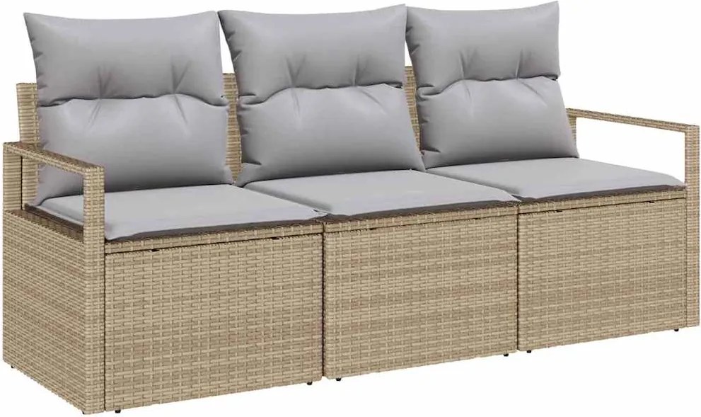 vidaXL Set de canapele pentru grădină 3 pcs Beige și gri deschis