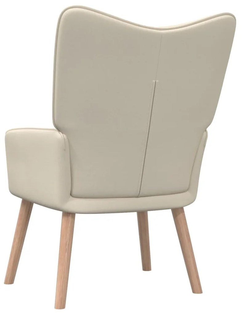 Scaun de relaxare cu taburet, crem, textil 1, Crem, Cu suport de picioare