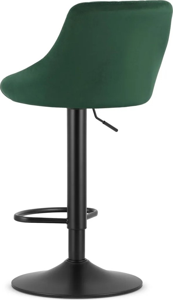 Scaun de bar verde KAST VELVET cu picior negru