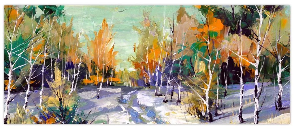 Tablou - Drum înzăpezit prin pădure (120x50 cm)
