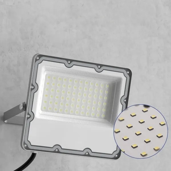 Proiector LED exterior 100 W, 230 V, 4500 K, IP65, gri