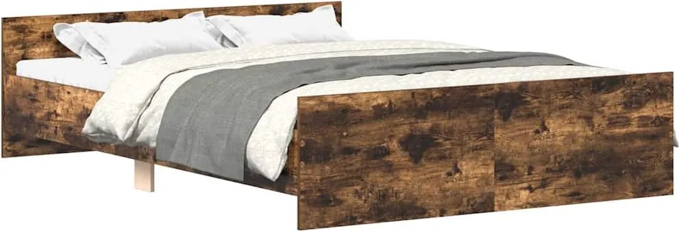 vidaXL Cadru pat cu tăblie la cap/picioare, stejar fumuriu, 120x190 cm