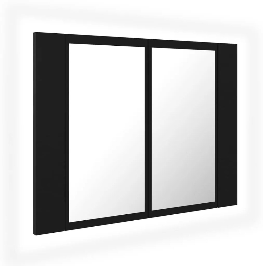 804957 vidaXL Dulap de baie cu oglindă și LED, negru, 60x12x45 cm acril