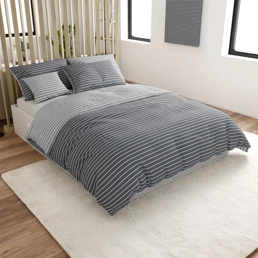 Lenjerie de pat din bumbac Renforce CAPRIVI gri cu nasture Dimensiunile lenjeriei: 70x90 cm; 140x220 cm