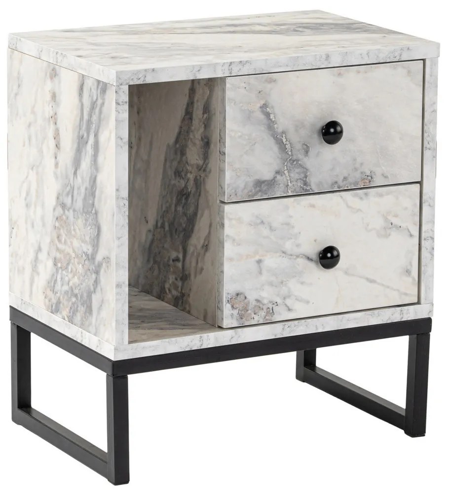 Măsuță de noptieră Glimmer Fressia Marble Black