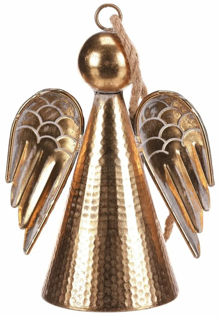 Decorație metalică suspendată de Crăciun Îngerclopoțel 24 cm, auriu