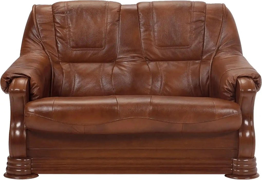 Canapea PARMA, maro, piele naturala/lemn/placaj, 145x96x95 cm