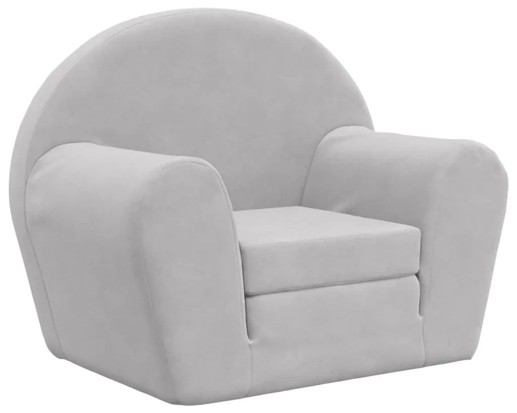 341774 vidaXL Canapea extensibilă pentru copii, gri deschis, pluș moale