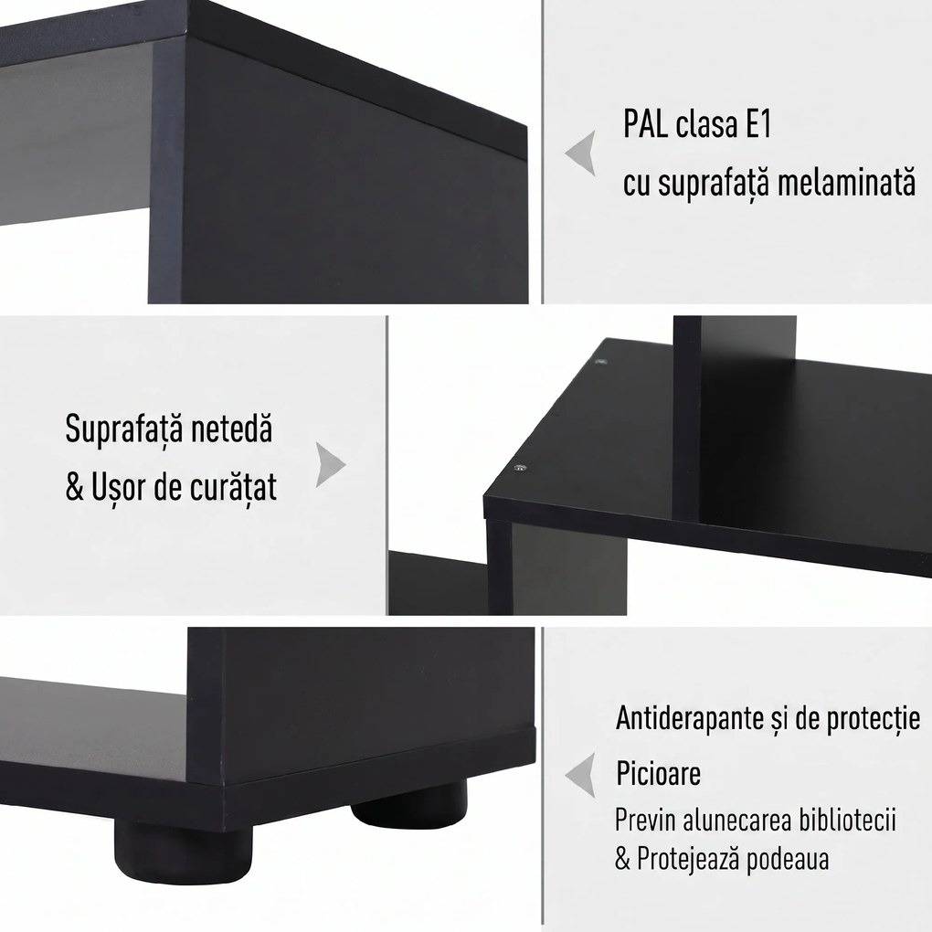 HOMCOM Bibliotecă Modernă cu 8 Rafturi din PAL E1, Design pentru Casă și Birou, 70x24x178 cm, Alb | Aosom Romania