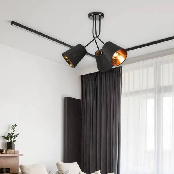 Lustră pe tijă IRMA 3xE27/15W/230V negru