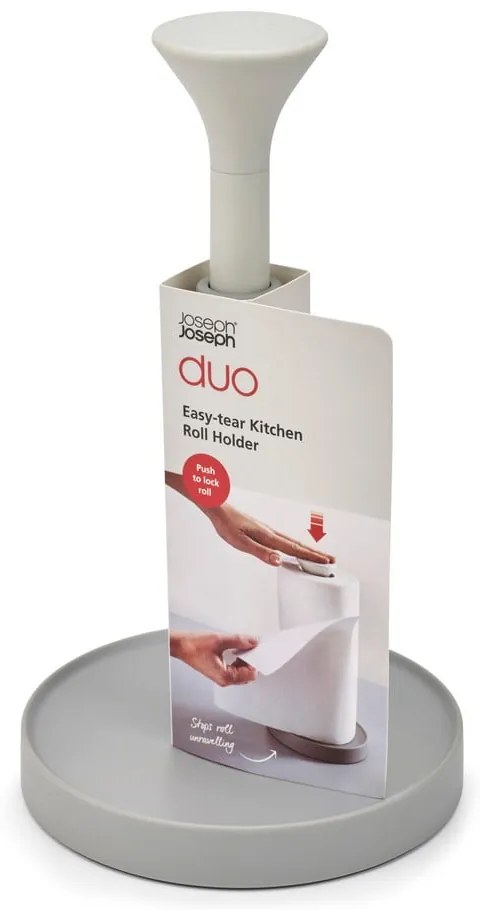 Suport vertical pentru prosoape de bucătărie din hârtie gri din plastic ø 16 cm Duo – Joseph Joseph