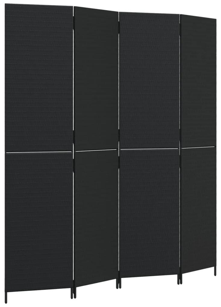365360 vidaXL Separator de cameră cu 4 panouri, negru, poliratan