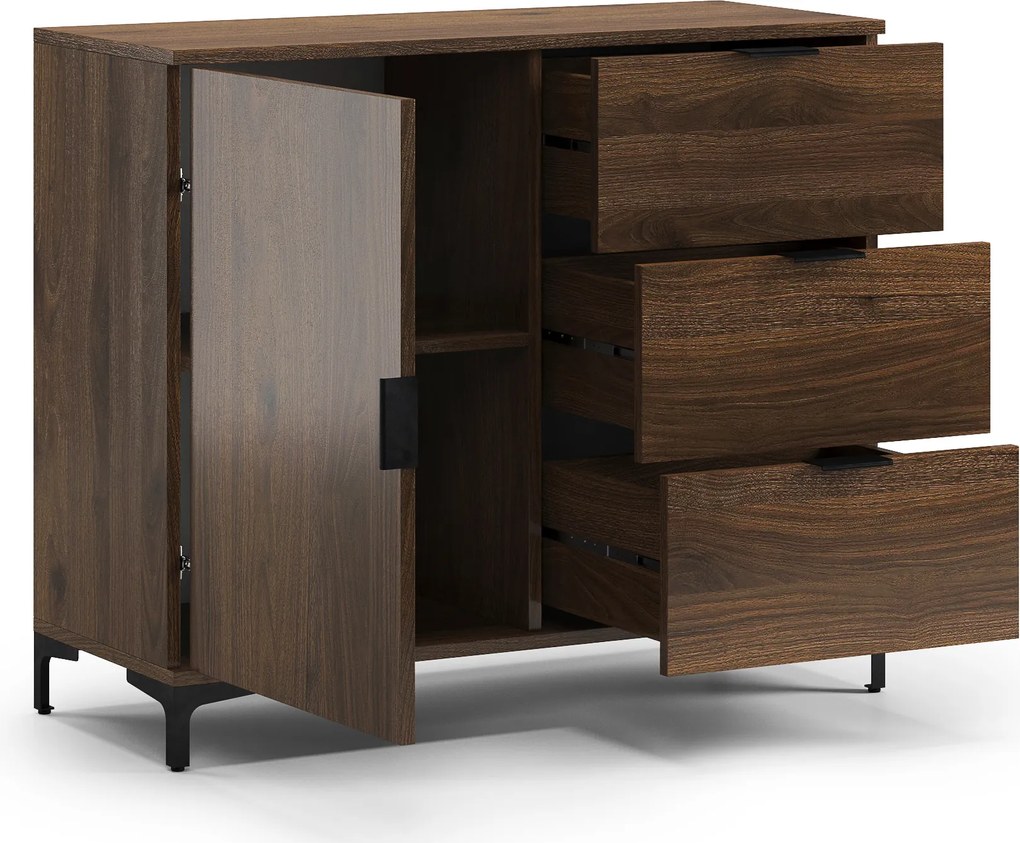 Mazzoni Comodă LANA K-100S Nuc Elegant - DULAP VERTICAL CU SERTARE