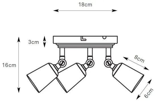 Markslöjd 108980 - Spot aplicat TINY, 3 x GU10, 7W, 230V, alamă