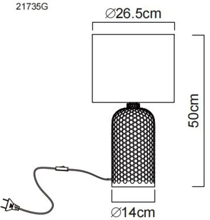 Lampa de masa cu baza din sticla abajur textil SOFIA sampanie