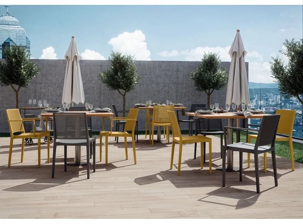 Scaun de grădină galben din plastic Grid – Rojaplast