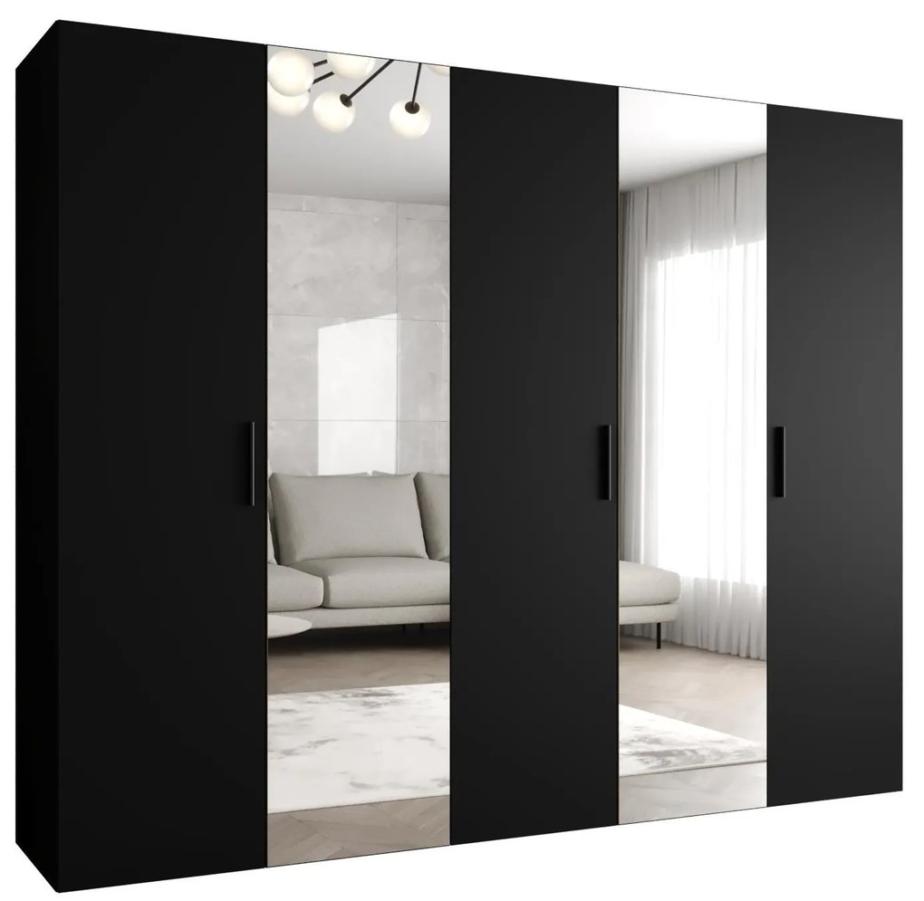 Dulap de haine 250 cm Borry 2 (Negru + Negru). 1125838