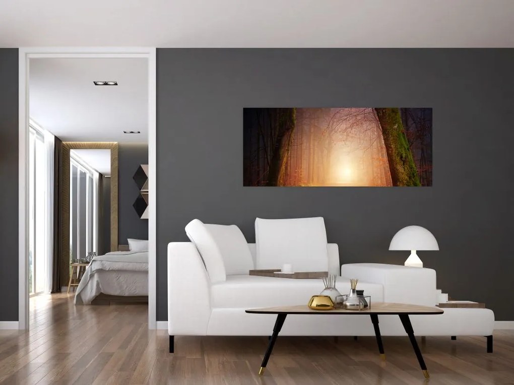 Tablou cu pădurea toamna în ceață (120x50 cm)