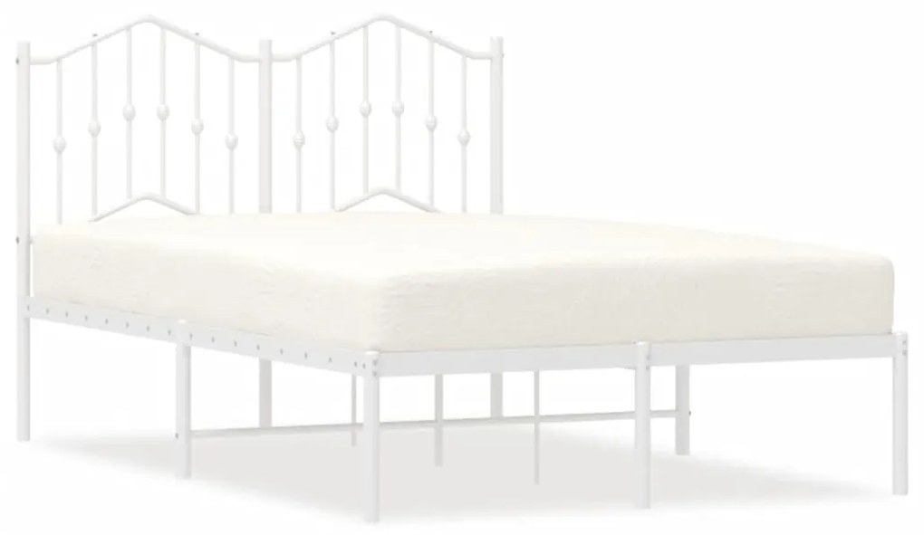 373835 vidaXL Cadru de pat metalic cu tăblie, alb, 120x190 cm