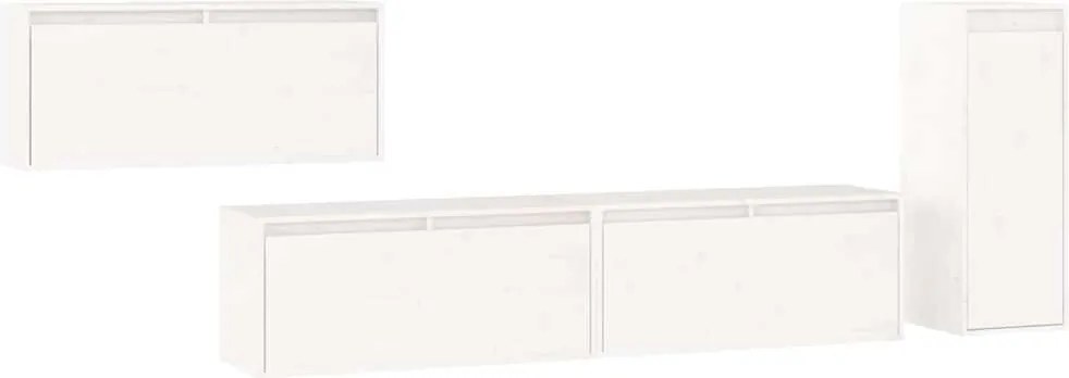 vidaXL Comode TV, 4 buc., alb, lemn masiv de pin