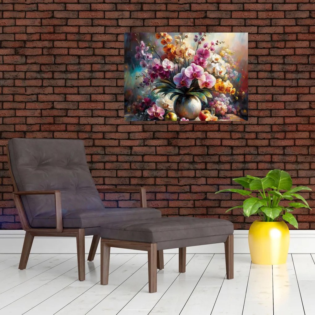 Tablou pe sticlă - Vas de flori II. (70x50 cm)