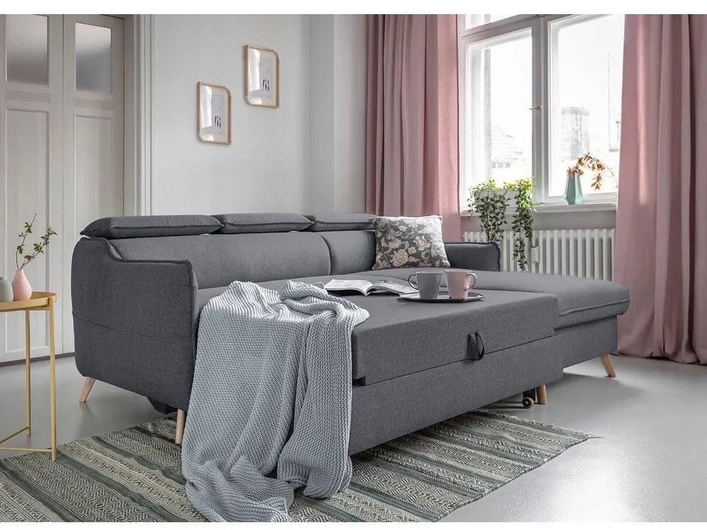 Colțar gri închis extensibil (cu colț pe partea dreaptă) Sweet Harmony – Miuform